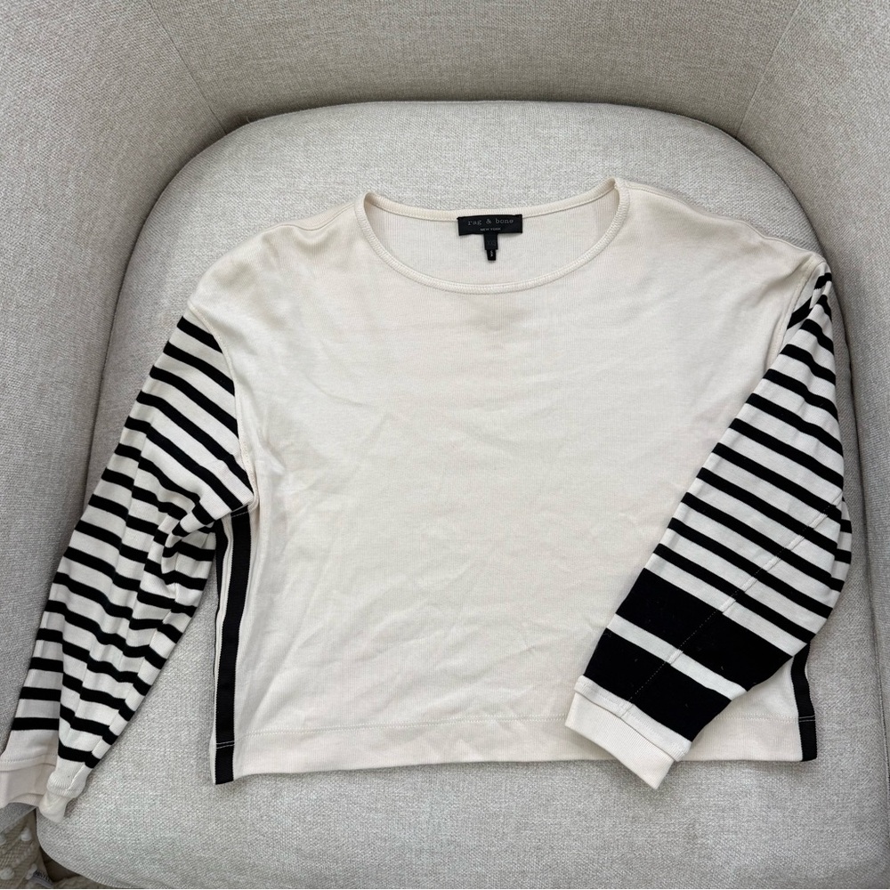 rag & bone striped crop long sleeve top